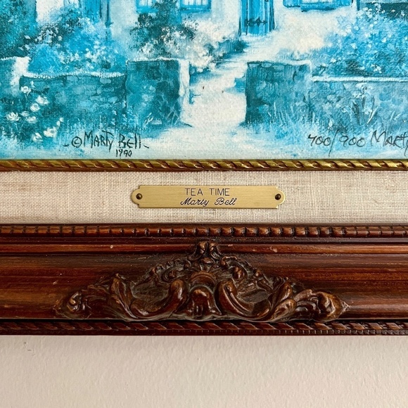 Authentic Limited Edition Signed Art Lithograph Tea Time by Marty Bell and Frame - Picture 2 of 12